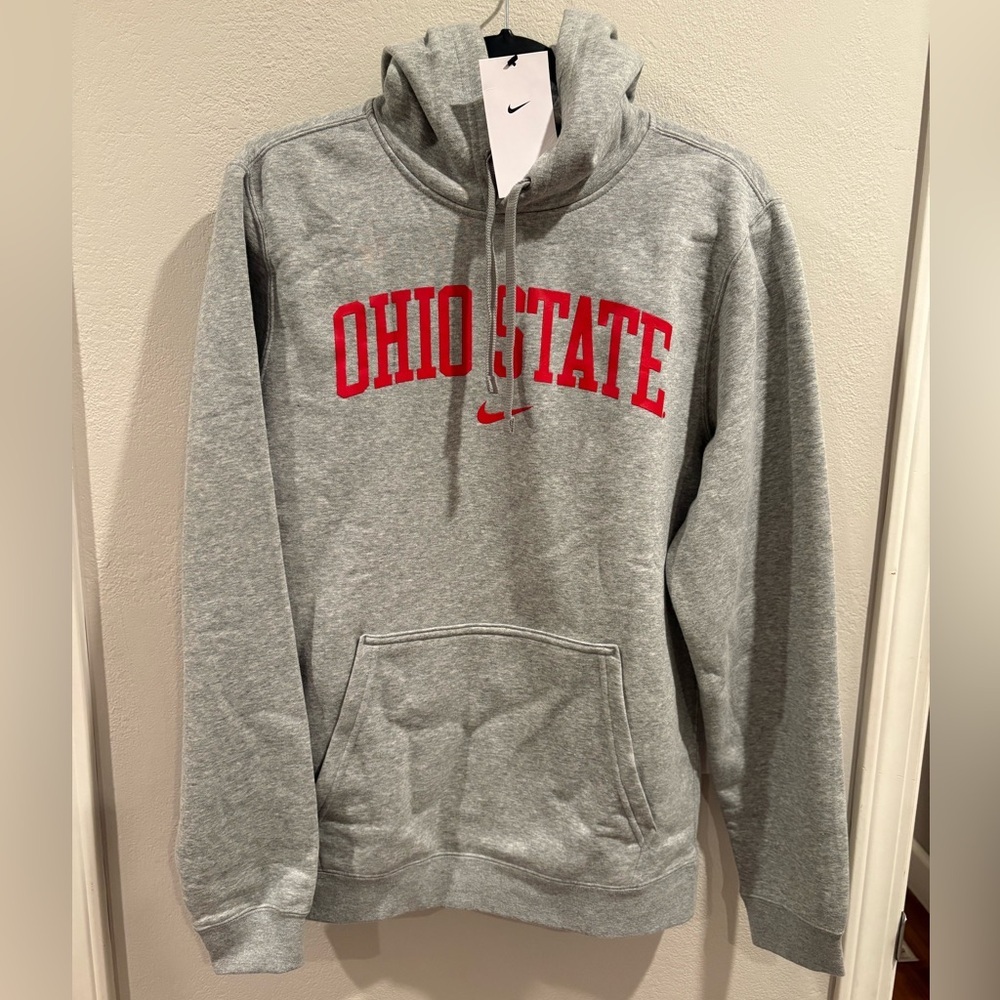 Nike Ohio State Club Fleece Pullover Hoodie Size Small Dark Heather Gray NWT